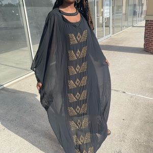 Plus size Long black and gold maxi clothing for women long dress
